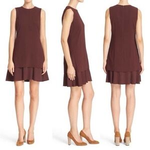 Theory Malkan Bergen Flared Hem Shift Dress in Burgundy